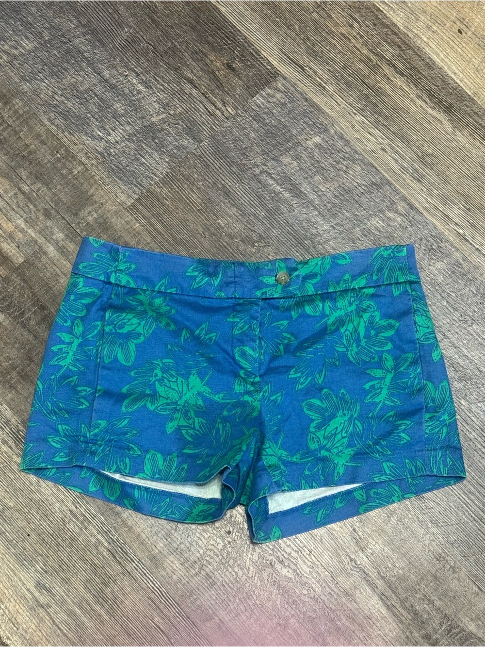 J.Crew Stretch Blue Green Floral Chino Shorts Size 2